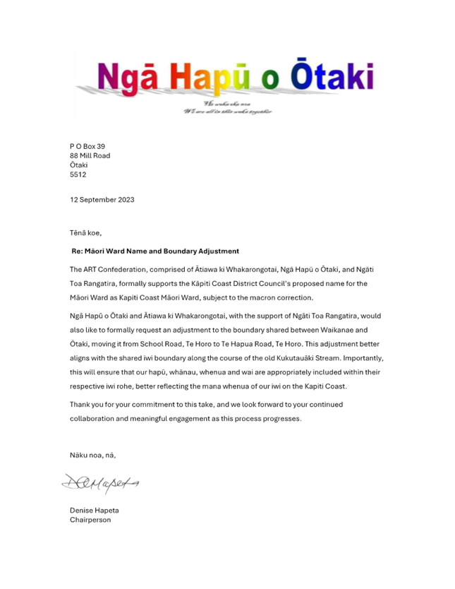 A letter of approval with colorful text

Description automatically generated
